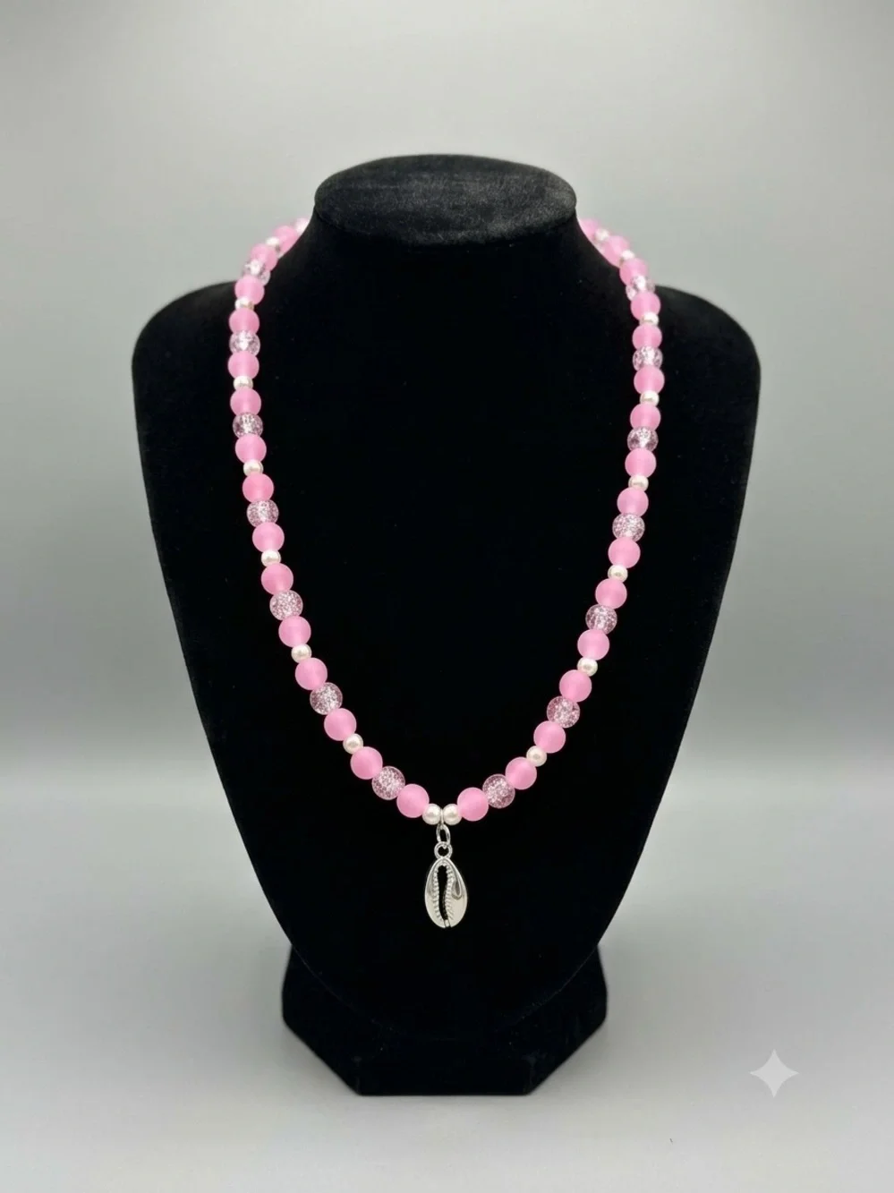 Pink Beaded Shell Charm Necklace - Women Jewelry